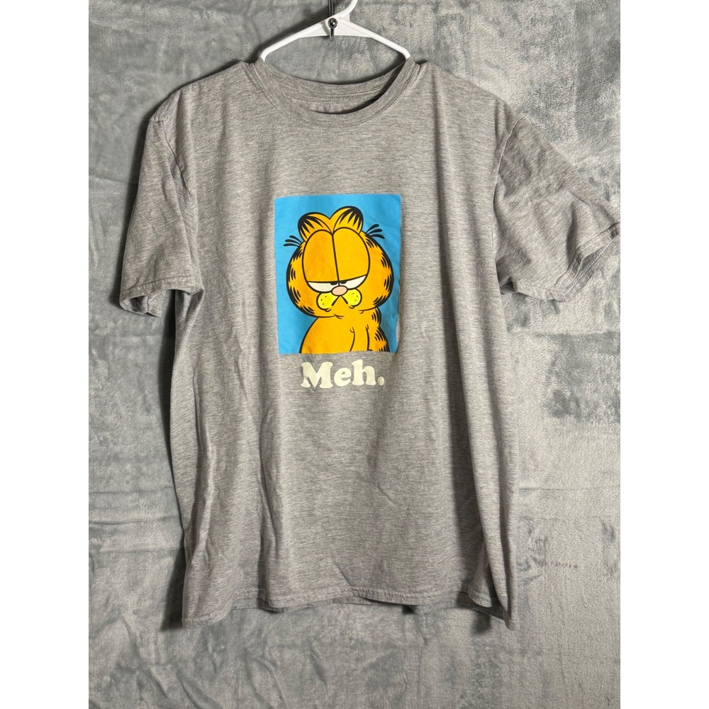 Garfield Meh Graphic T Shirt Grey XL Nickelodeon Licensed Cat Cartoon